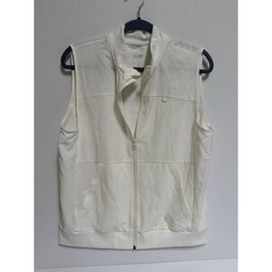 Cozyfit Womens Full Zip Mock Neck Athletic Vest White Large Pocketed Activewear